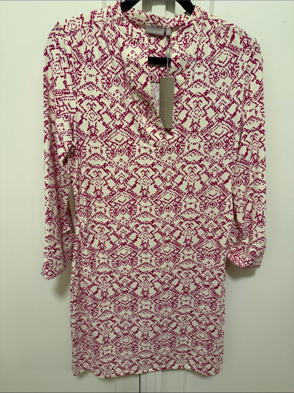 Ellie Kai Cream and Pink Printed Shift Dress